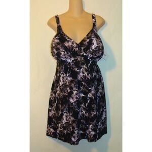 SWIMSUITS FOR ALL PURPLE BLACK SWIMDRESS SWIMSUIT SIZE 44F  NWT   A133